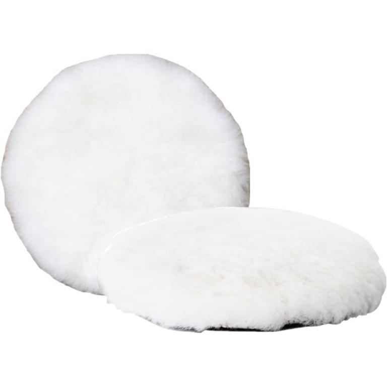 White buffing pad shown from the front and side