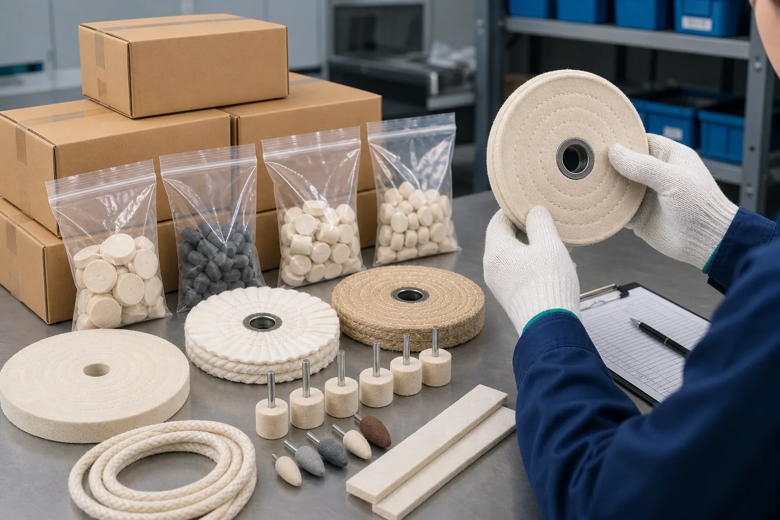 Quality inspection and export packaging for abrasive polishing products